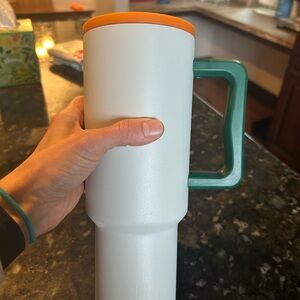 40 oz Trek Tumbler Cream, Orange and Green
